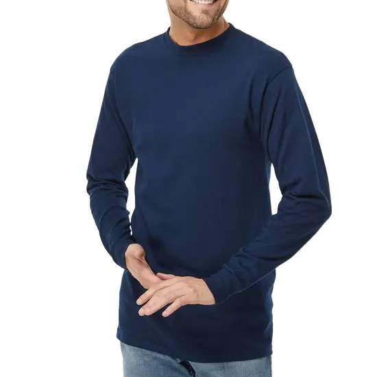 M&O- Gold Soft Touch Long Sleeve T-Shirt, Heavy Cotton Crewneck Adult tee for Men, Multicolor Shirt Deep navy {2}