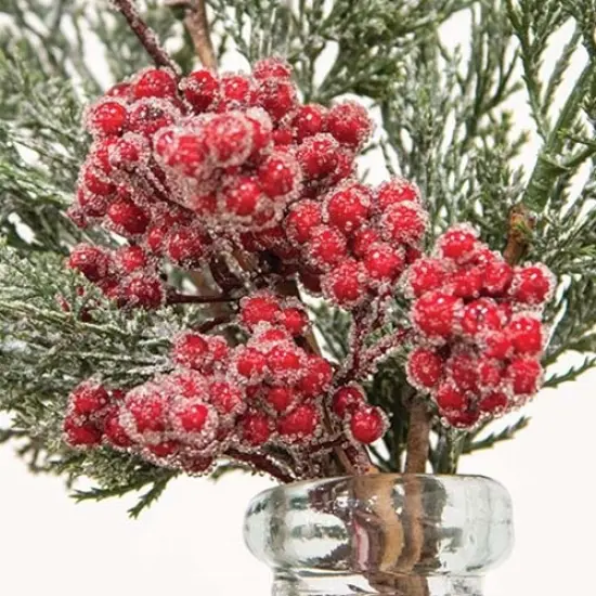 19" Long Graceful Cedar Berry Bush with Silver Sparkle Coating {3}