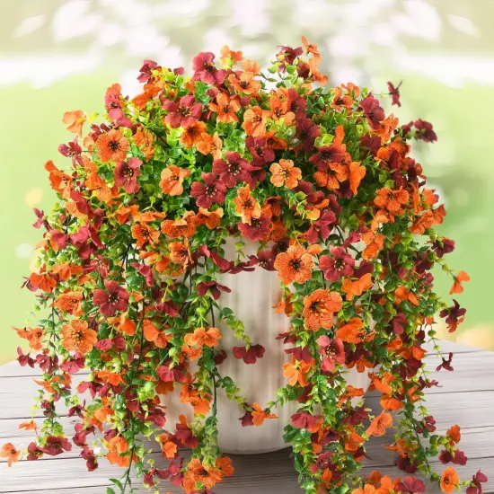 Vibrant Faux Daisy Hanging Plants - 2PCS Fall D&eacute;cor Orange brown {1}