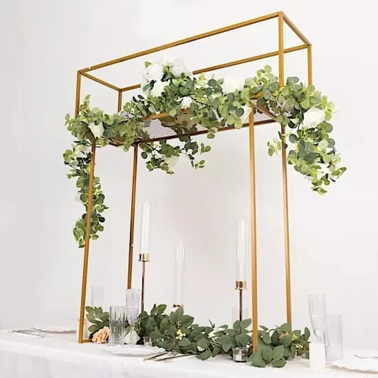 Gold 48 in Rectangle Top Metal Floral DISPLAY STAND Centerpiece Party Events {2}