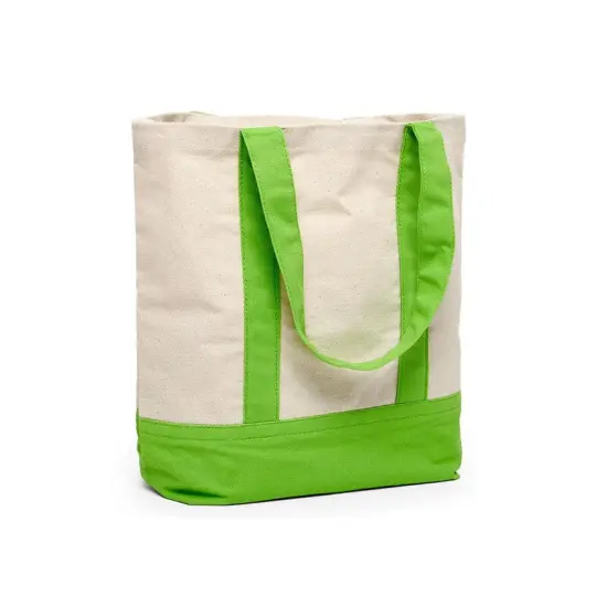 Functional Canvas Tote Bag with Two-Tone Accent 14 5/16" x 4 1/4" x 12 1/2" Lime / Natural {2}