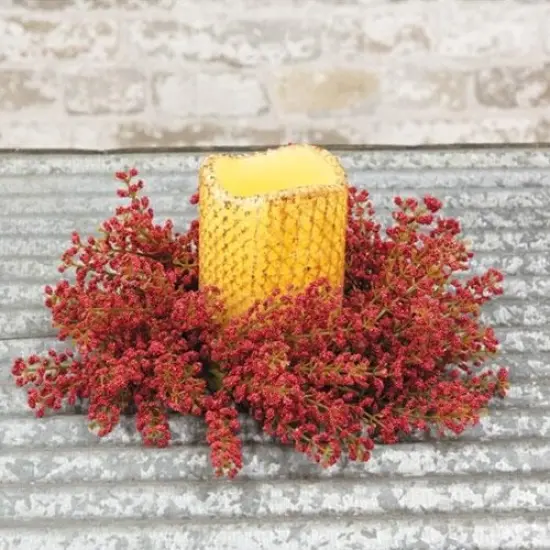 Bursting Astilbe Candle Ring 3.5" Sangria {3}
