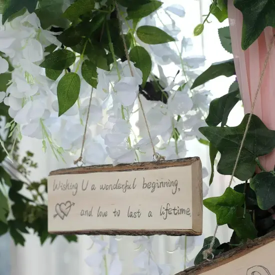 2 pcs 10.5-Inch long Brown Natural Rectangle Wood Plaques Hanging Signs {3}