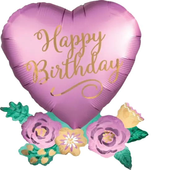 HEART & FLOWERS HAPPY BIRTHDAY BALLOON - IN STORE ONLY {1}