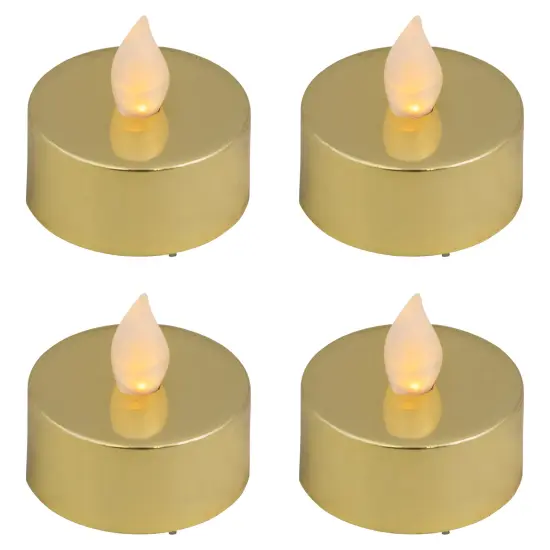 Northlight LED Lighted Flameless Flickering Tea Light Candles - Metallic Gold - Set of 4 {5}