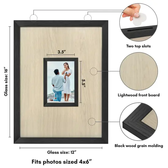 Americanflat 12x16 Wedding Guest Book Alternative with 80 Heart Tokens - Fits One 4x6 Photo {2}
