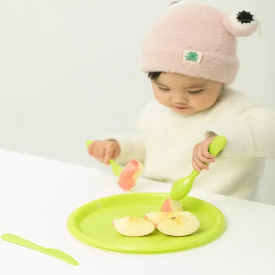 Reusable Cutlery Set of 4 Plastic Plates, Spoons, Forks and Knives for Baby and Toddlers {3}