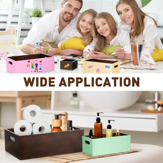 Set of 6 Wood Storage Boxes with Handles {5}