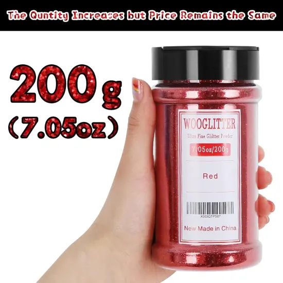 Ultra Fine Red Glitter, 7.05 Oz (200g), Fine Glitter for Resin Crafts Nails Tumblers Slime Cosmetic and Festival Decoration - Red Fine Glitter Bulk {2}