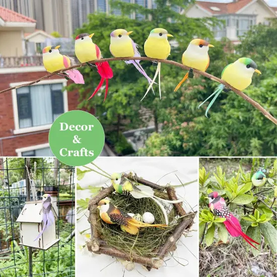 12pcs Artificial Simulation Foam Feather Birds Summer Decor {5}
