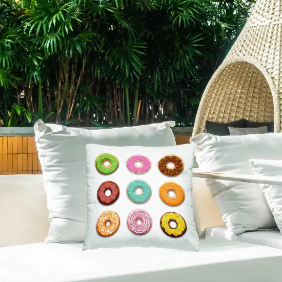 Stupell Industries Delicious Various Donuts Outdoor Printed Pillow design by Marcus Prime, 18 x 7 x 18 {2}