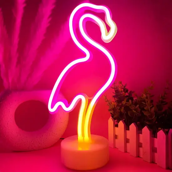 Summer Pink Flameon Tabletop Light Sign for Bedroom & Girls Room Decor - USB/Battery Operatingo LED Nion Night Light with Pedestal {1}