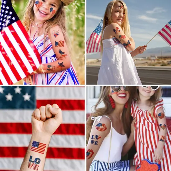 Glitter 4th of July Temporary Tattoos for Kids {4}