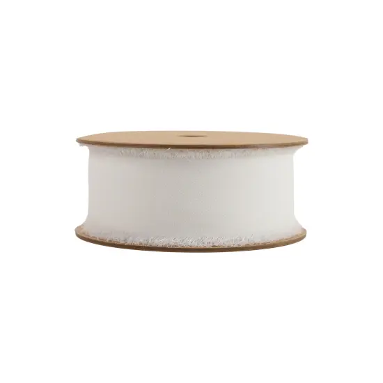 LaRibbons 1 1/2" Frayed Edge Chiffon Ribbon | 10 Yard Roll White {2}