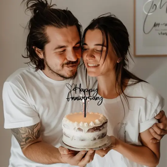 Happy Aniversary Cake Topper Black Cake Decoration Company Anniversary {4}