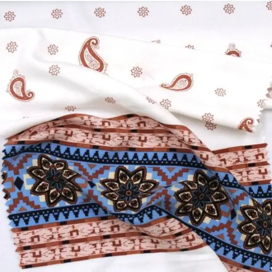 1 Yard Soft Rayon Poplin Print Fabric Off White And Blue For Fashion Projects 54/55 Inches Width {2}