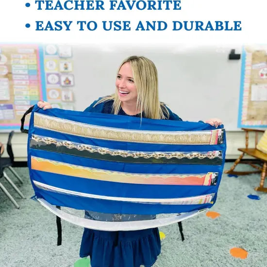 Bulletin Board Borders and Craft Storage Pocket Chart, 41" x 24.5" Classroom Decor Organizer {3}