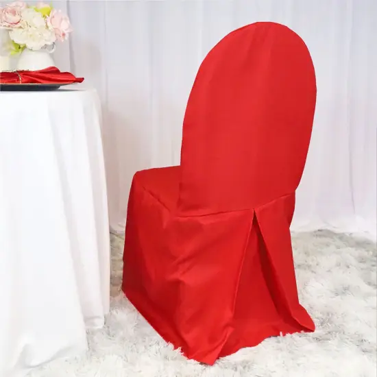 Red Banquet Chair Cover, Stretch Polyester Slipcover for Weddings & Events {2}