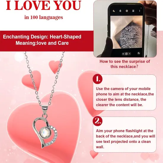 Eternal Flowers Rose Box with I Love You Necklace {3}