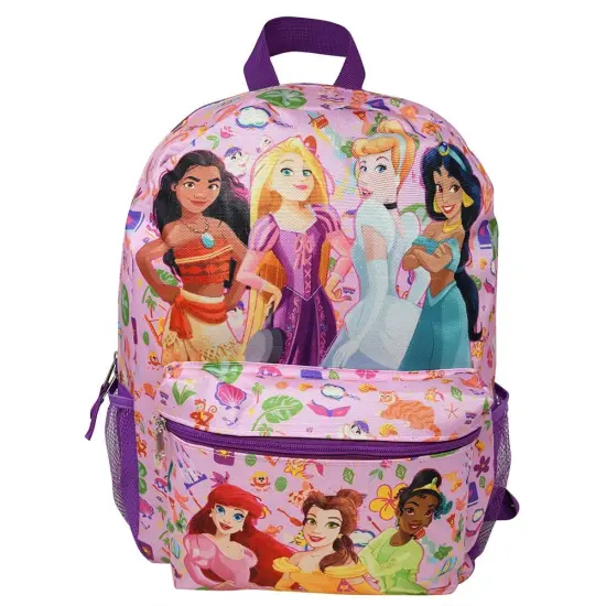 Disney Princess 16" Nylon School Backpack With 2 Mesh Side Pockets and 1 Small Front Pocket {1}