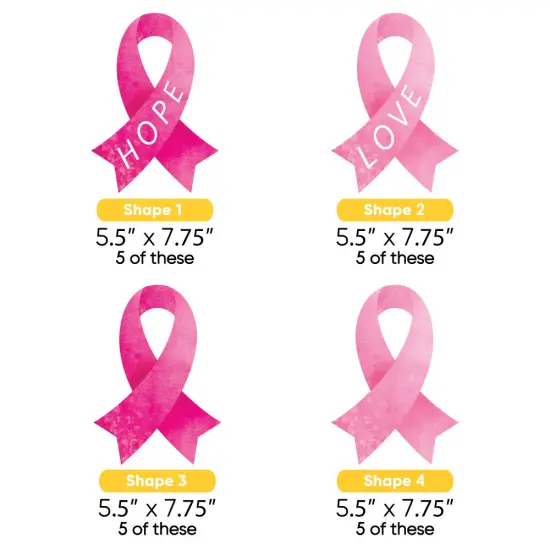 Big Dot of Happiness Pink Ribbon DIY Decorations - Breast Cancer Awareness Double-Sided Paper Ribbon-Shaped Essentials - Set of 20 {6}