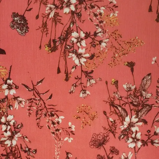 1 Yard Coral Rayon Crinkle Fabric Soft Lightweight Material with Textured Finish for Dresses Blouses and Skirts 50/52 Inch Width {2}