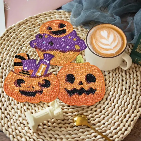 8 Pcs Diamond Painting Coasters kit with Holder {2}