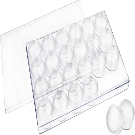 The Beadsmith Personality Case - Clear Storage Organizer Box, 9.5 x 6.4 inches - Includes 24 Small Containers with lids &ndash; 1.5 x 0.8 inches, Bead Holder {1}