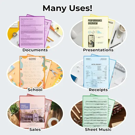 Clear Plastic Folder Sleeves (12 Pack, Assorted Colors) {5}