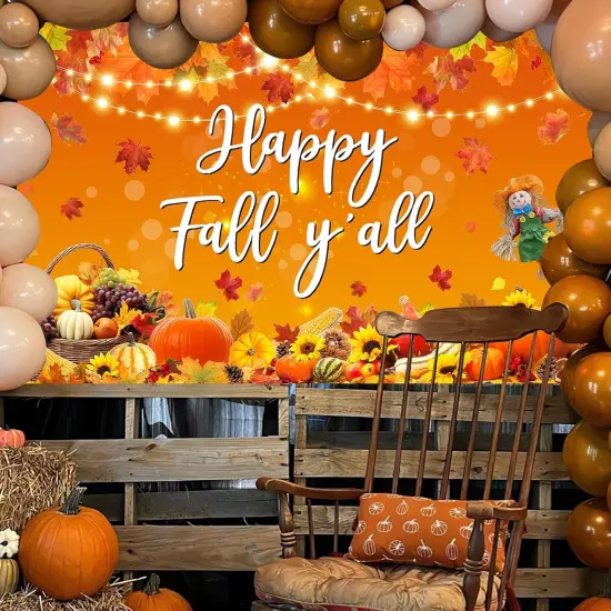 Happy Fall Y'all Backdrop Banner Autumn Harvest {2}
