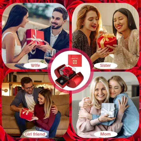 Preserved Rose with I Love You Necklace and Ring in 100 Languages {2}