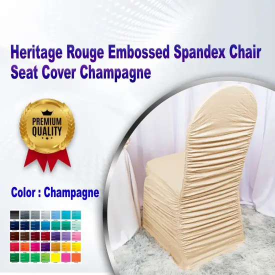 Heritage Rouge Embossed Spandex Chair Seat Cover Champagne {1}