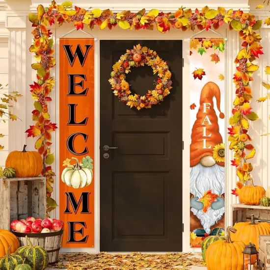 Welcome Fall Porch Banners Autumn {1}