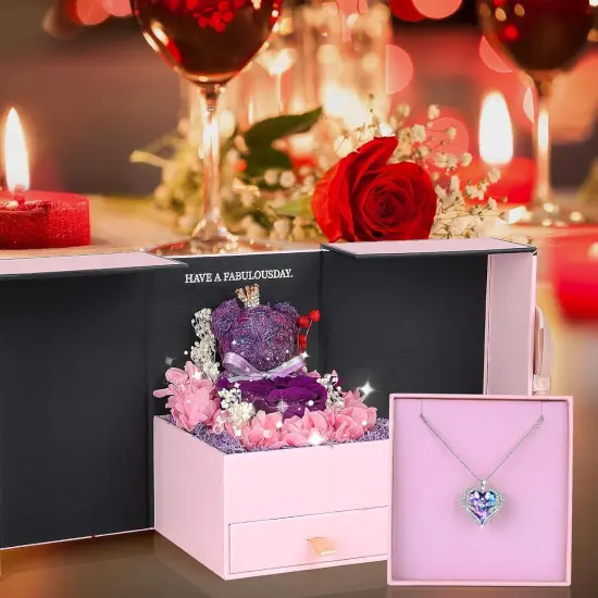 Eternal Preserved Rose with Necklace Romantic Gift {2}