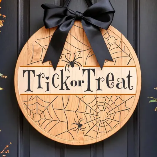 Trick or Treat Halloween Round Sign Stencil | Sign Stencil | DIY Sign Stencil | Round Stencil | Designer Stencils | {2}