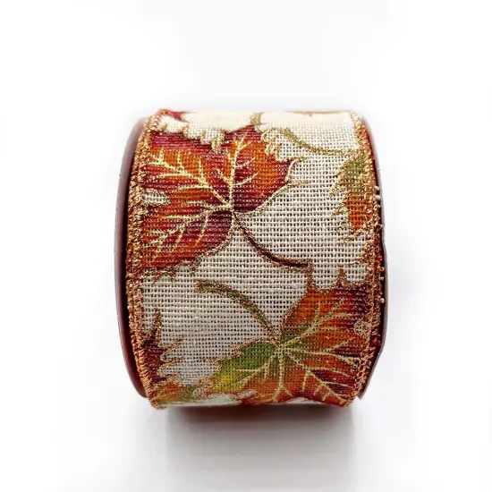 Designer&rsquo;s Shop WR 63-5211 Fall Maple Leaf Wired Edge Ribbon &ndash; 2.5" x 10 Yards &ndash; Autumn Harvest Decor {2}