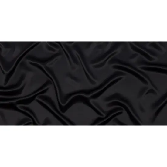 1 Yard Designer Stretch Silk Charmeuse Smooth Black Solid Material Fabric 40 inch Width {3}