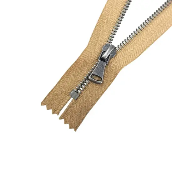 5MM Closed Bottom Zipper Beige Tape Antique Nickel Teeth 7 Inche {2}