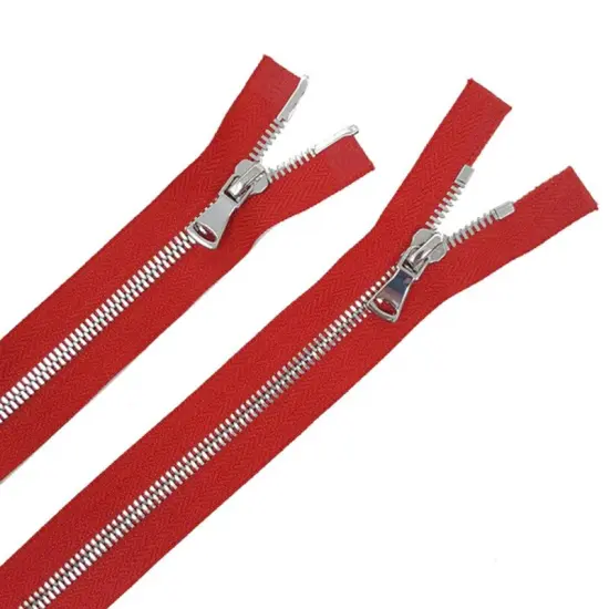 5MM or 8MM Two Way Separating Open Bottom Zipper Red Tape Nickel Teeth 36" {2}