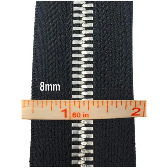 Black Metal Glossy Jacket Separating Zipper Black Tape Silver Nickel Teeth Size 5mm {3}