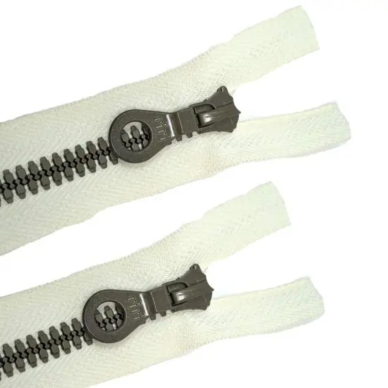 Zipper &ndash; Off White Plastic Molded 25" Open Bottom Separating with Brown Teeth {4}