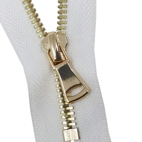 5MM One Way Closed Bottom Zipper White Tape Brass Teeth 7" {5}