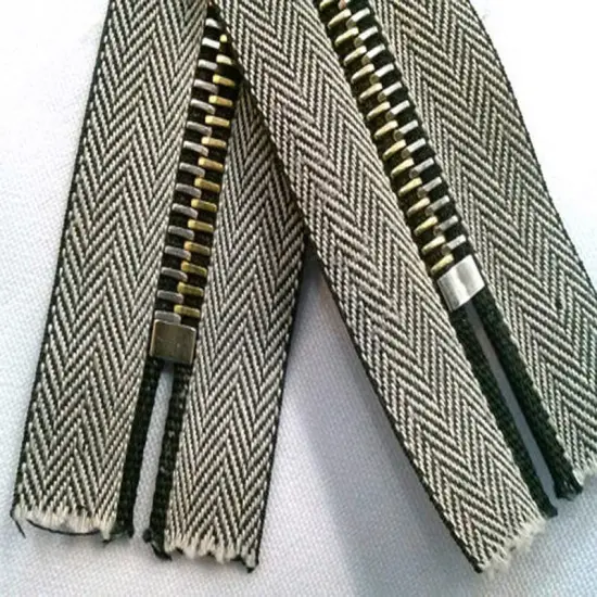 Zipper &ndash; Zebra Pocket 5" 6MM Two-Tone Gold/Silver Teeth Closed Bottom {6}