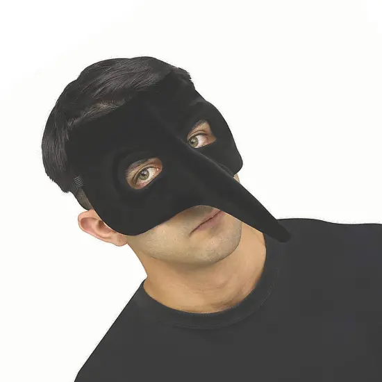 Adults Black Velvet Venetian Raven Half Mask One Size {4}