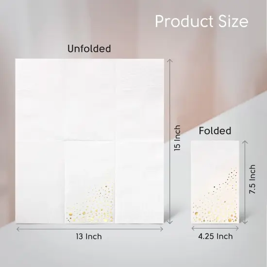 Stylish Gold Dinner Napkins, 100 Pack of White and Gold Napkins, Disposable 7.5 x 4.25 Inch Gold Napkins for Party, Gold Party Napkins, Disposable Dinner Napkins, Wedding Napkins, Gold Paper Napkins {3}