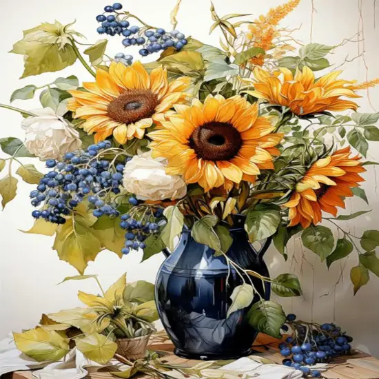 Flowers Canvas Paint by Numbers for Adults-Flower Adults' Paint-by-Number Kits,Flowers Vases Painting by Numbers Kit for Perfect for Gifts Home Wall Decor {1}