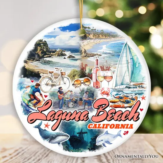 Laguna Beach Artistic Christmas Ornament, California Coastal Seaside Souvenir and Gift {5}