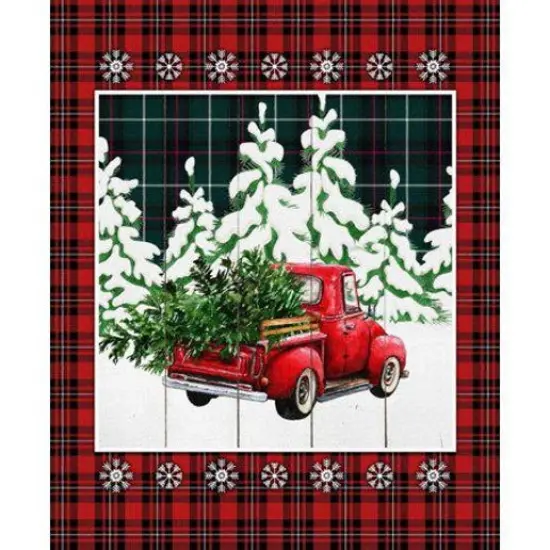 Springs Creative Over the River Red Truck Christmas Panel 36" Cotton Fabric by the Panel {1}