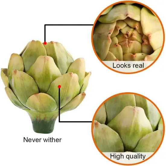 3-Pack Large Green Faux Artichokes - Artificial Vegetables and Fake Fruits {4}