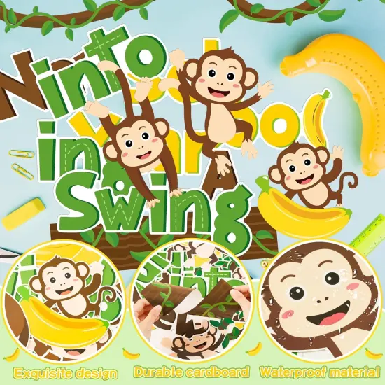 92Pcs Wild Monkey School Bulletin Board Set {3}